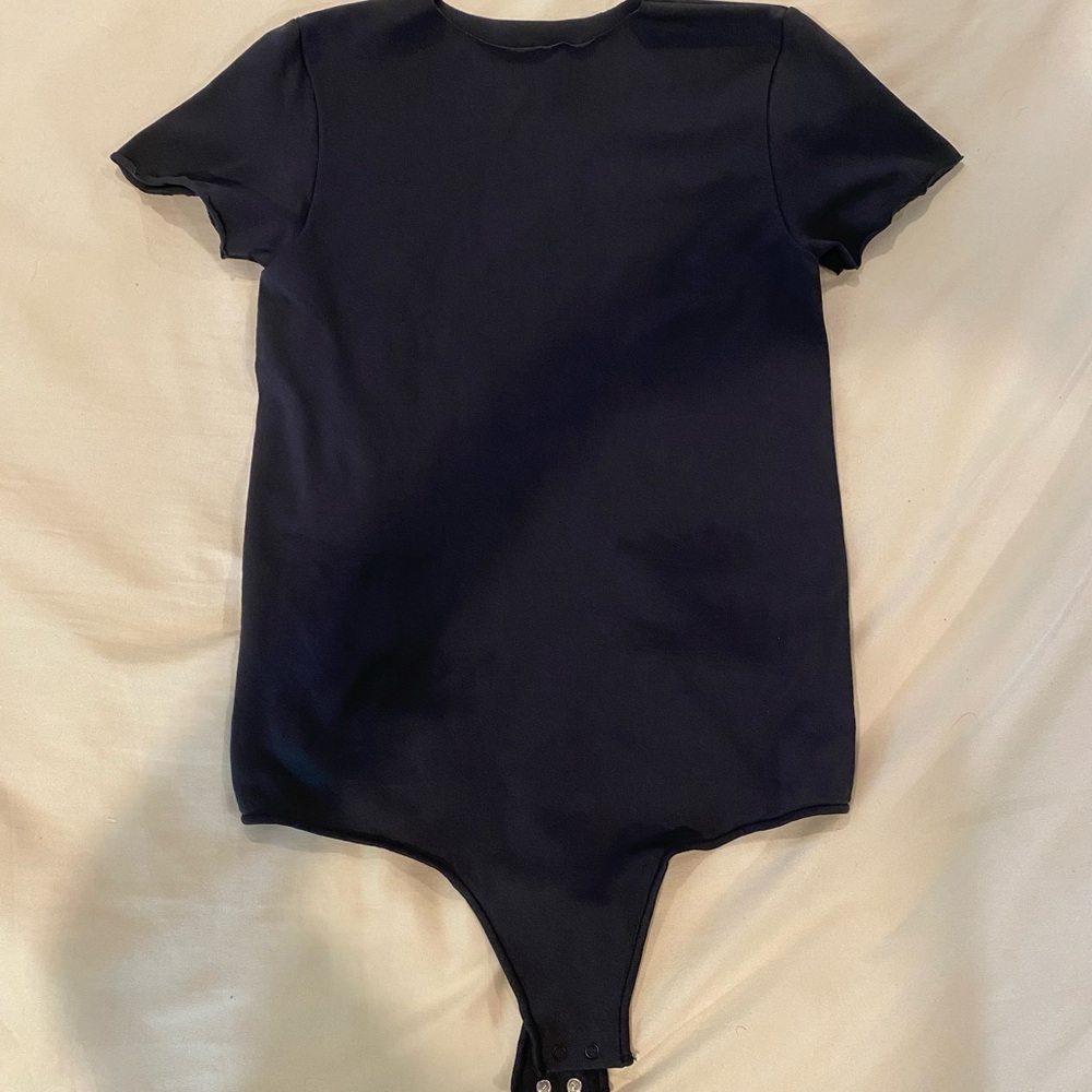 SKIMS Black Short Sleeve Thong Bodysuit